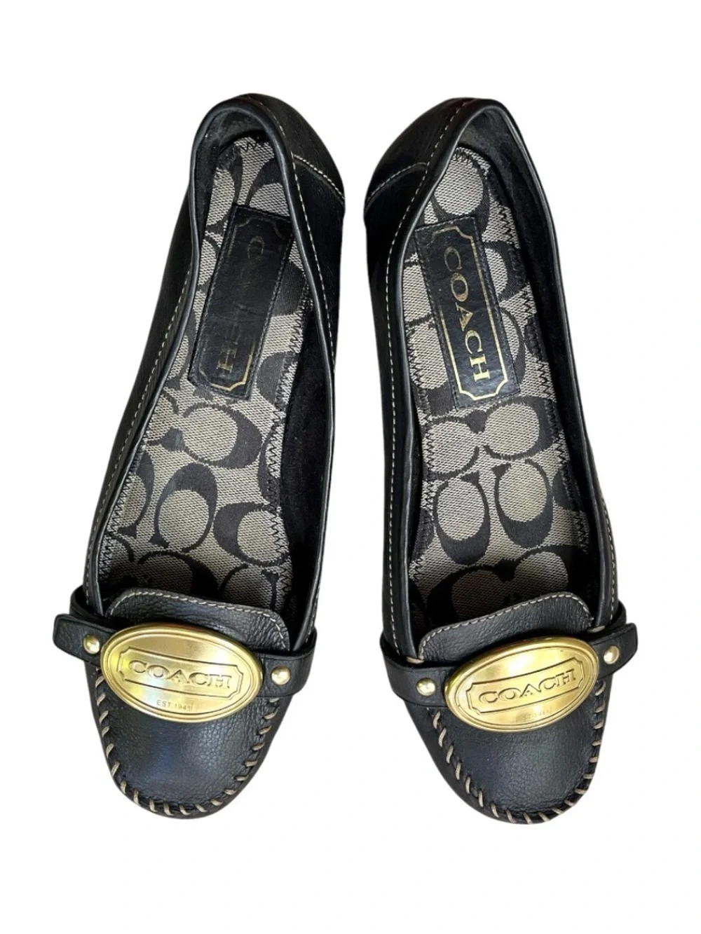 Coach “Clare” Black Leather Moccasin Driving Flat, sz 8.5